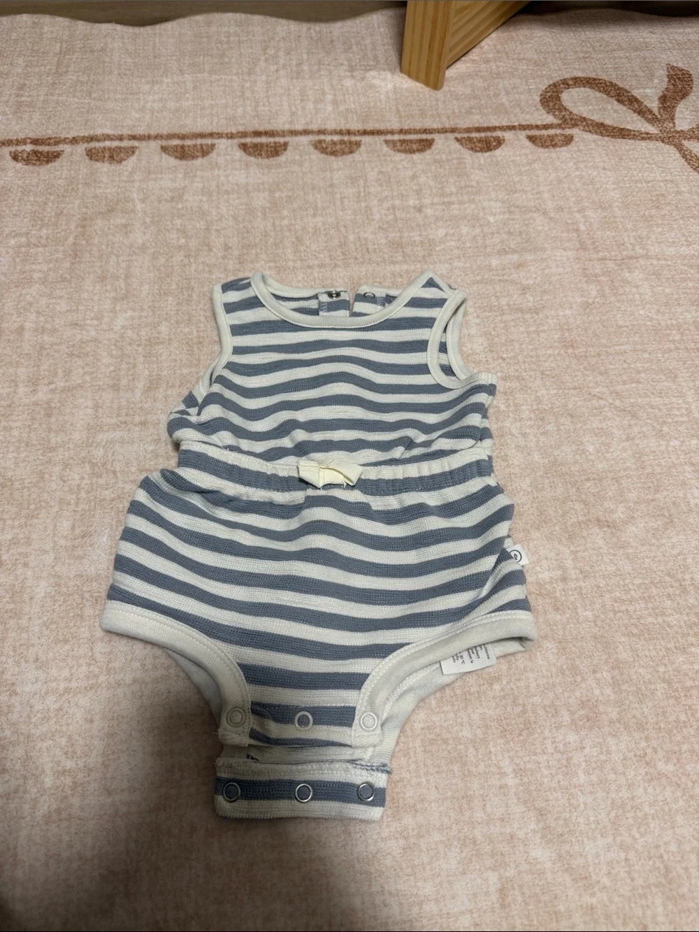 Striped Blue & White Carter’s Baby Romper with Snap Closure